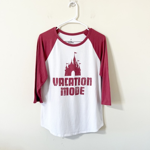 Disney Tops - Disney Vacation Mode Mauve Pink White Raglan 3/4 Sleeve Baseball Tee Size Large